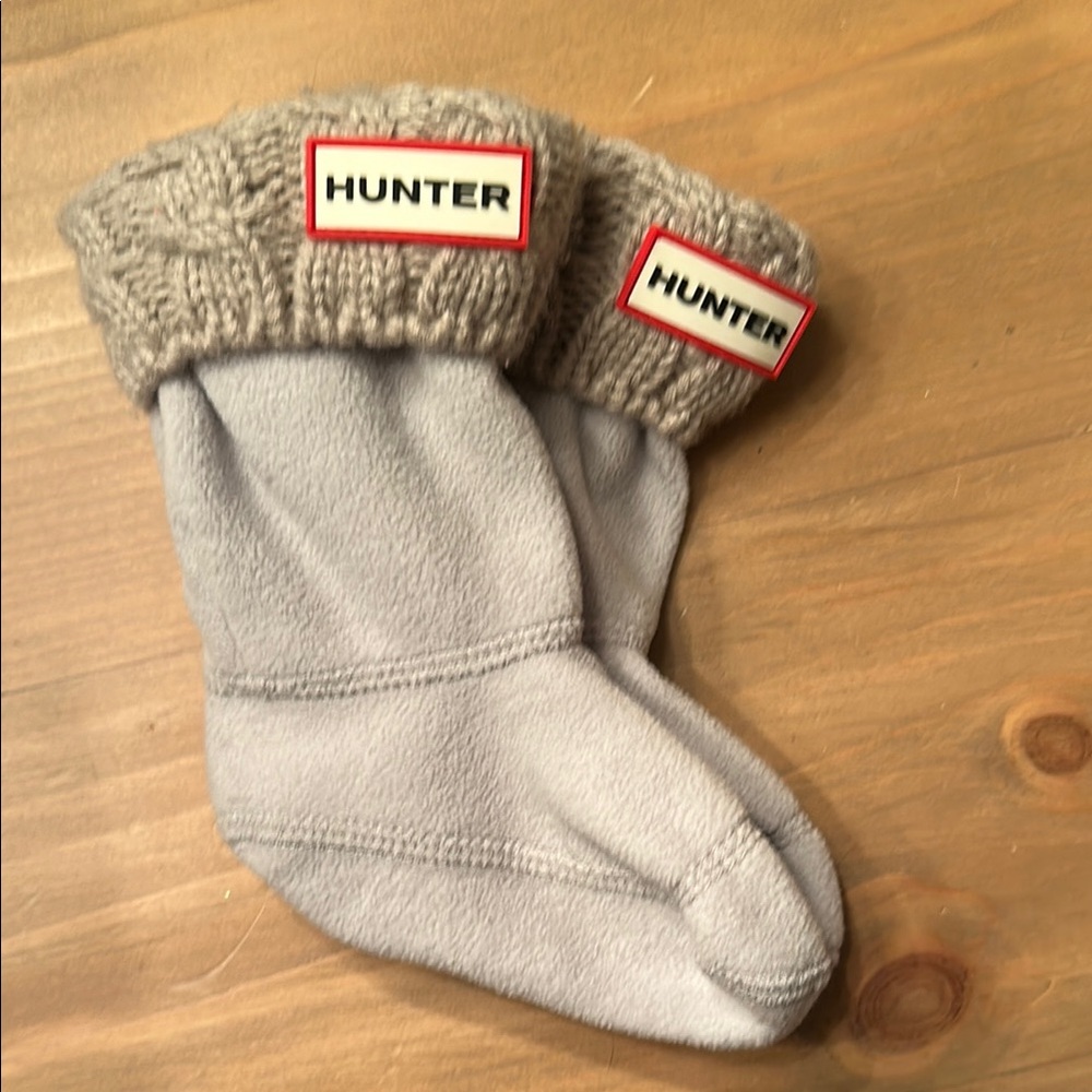 Hunter Gray Fleece Boot Socks with Knit Cuffs